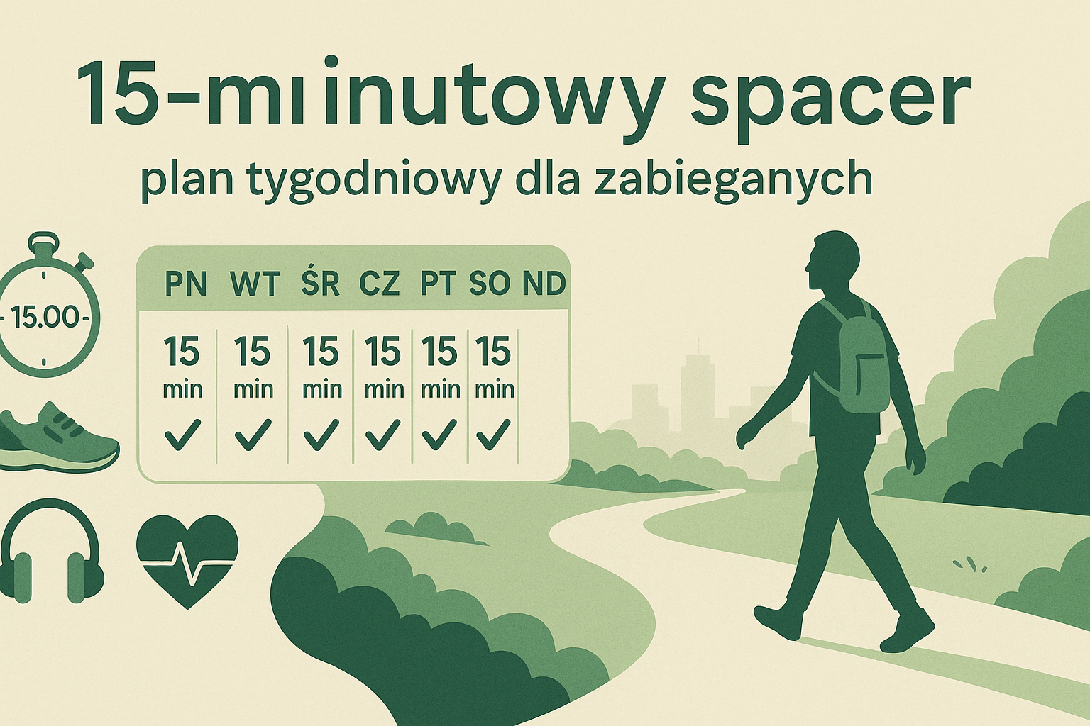 15-minutowy spacer, który realnie obniża stres plan tygodniowy dla zabieganych